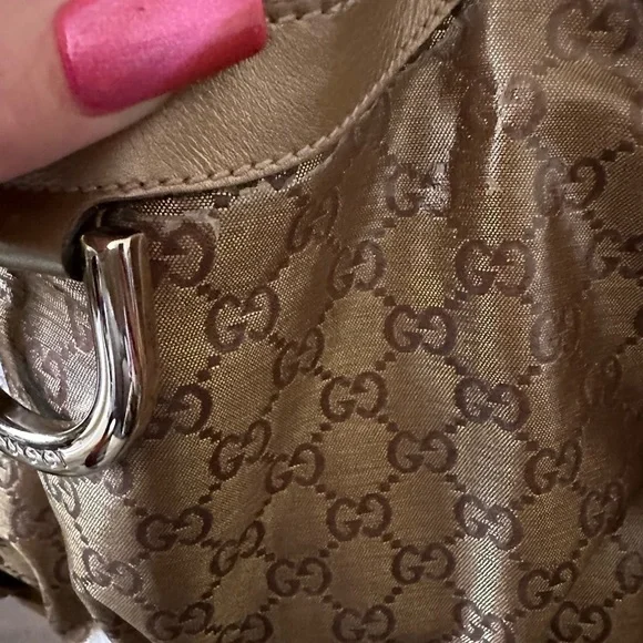 💎AUTHENTIC Gucci GG Crystal Coated Canvas Abbey D-Ring hobo Shoulder Bag 💎 - Picture 4 of 16